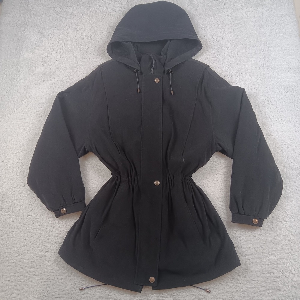 Forecaster Boston Anorak Hooded Jacket Women M Black Cinched Waist Parka